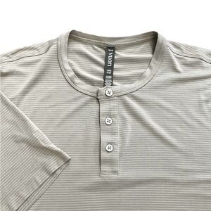 Vuori Men's Gray Striped Henley Shirt